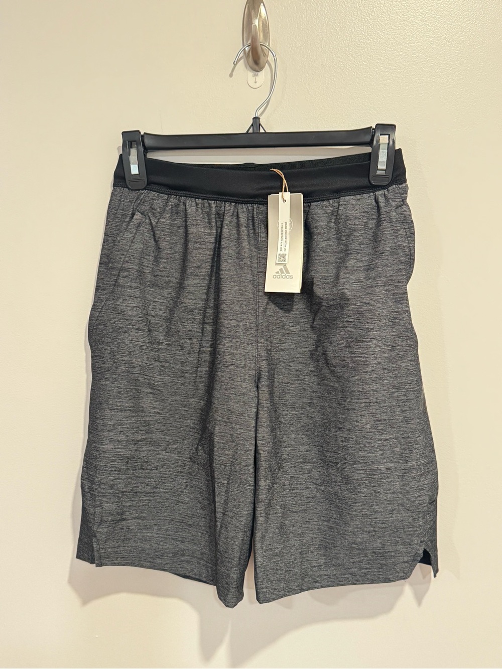 adidas Men’s Gray Heather Athletic Shorts with Black Waistband